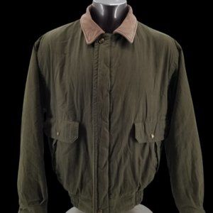 WOOLRICH Men’s Full-Zip Fleece-Lined Nylon Vintage  Bomber Jacket L Olive Green